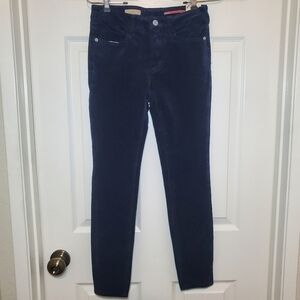 Anthropologie Pilcro Pants Womens Sz 25 Corduroy Dark Blue Skinny Leg High Rise